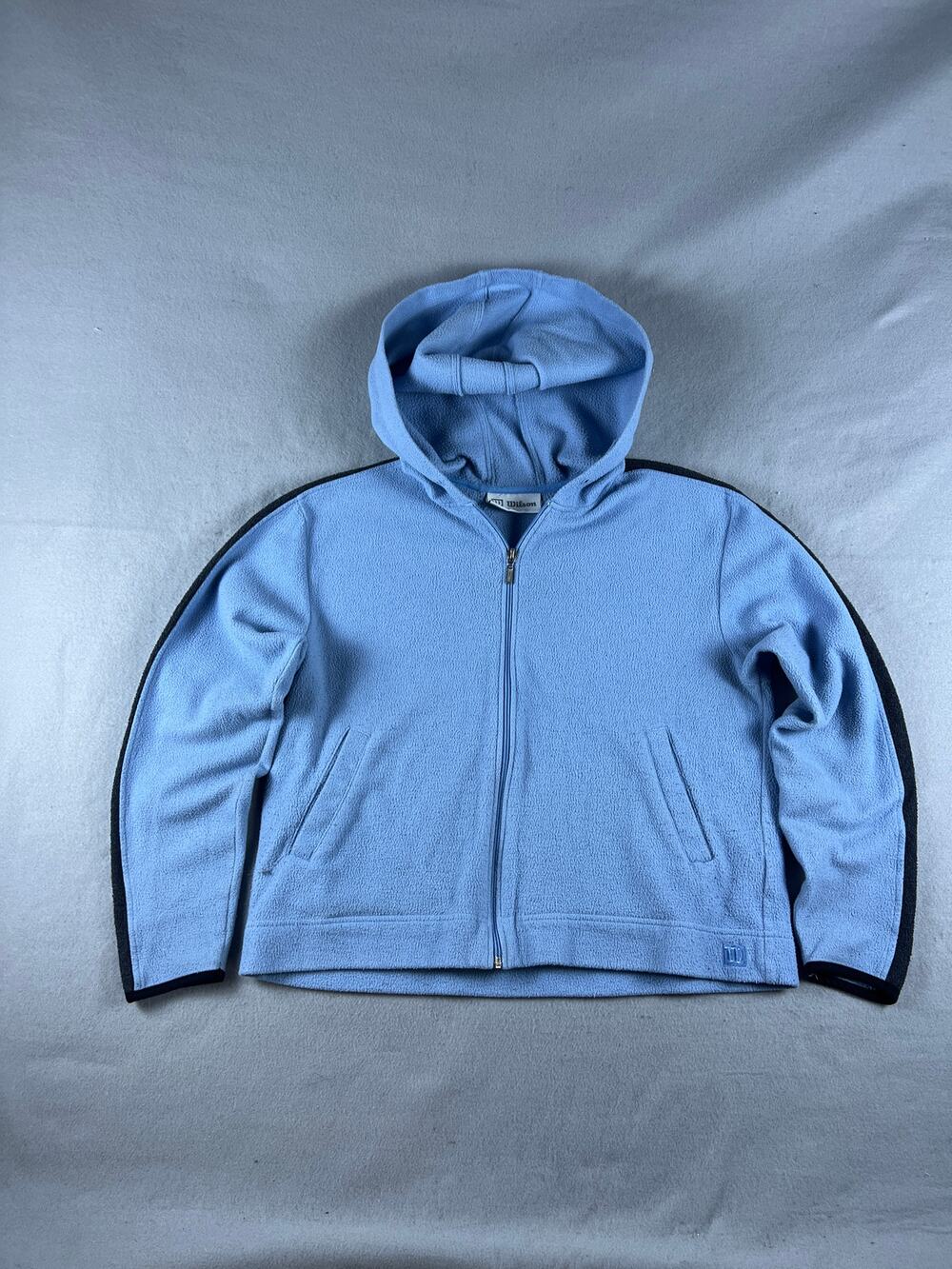Wilson Fleece Jacket Womens M Blue Full Zip Hooded Pockets Winter Warm Classic